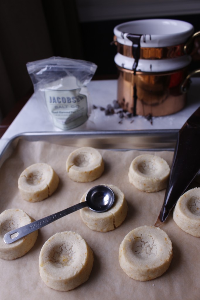 Orange Thumbprint Cookies filled with Jacobsen sea salt ganache