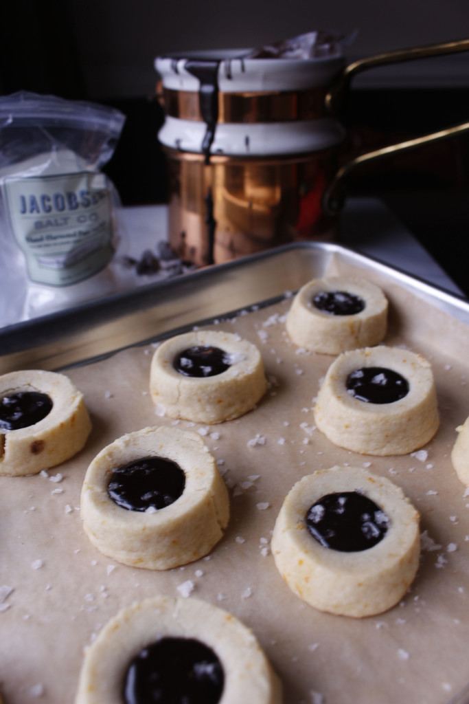 Orange Thumbprint Cookies filled with Jacobsen sea salt ganache