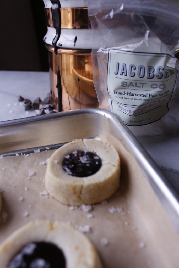 Orange Thumbprint Cookies filled with Jacobsen sea salt ganache