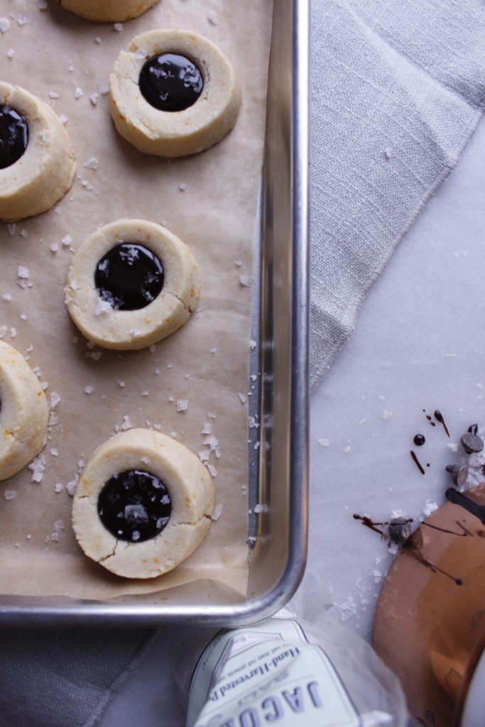 Orange Thumbprint Cookies filled with Jacobsen sea salt ganache