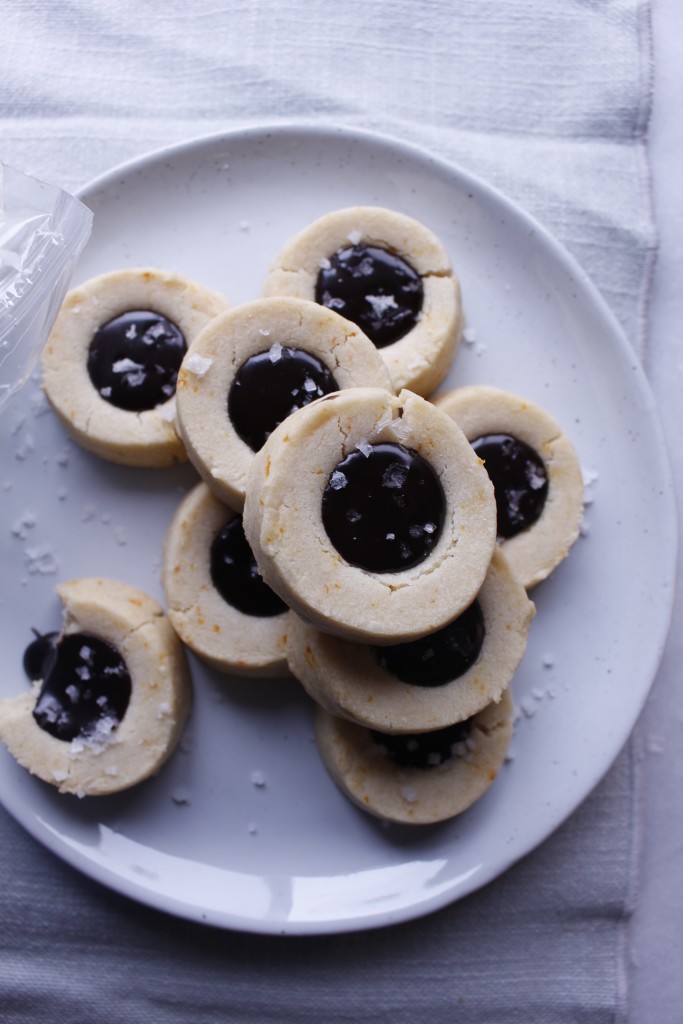 Orange Thumbprint Cookies filled with Jacobsen sea salt ganache