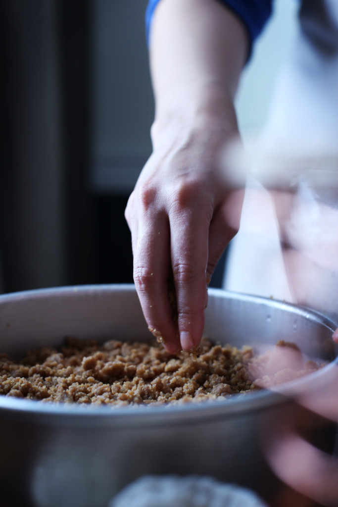 Coffee Cake made with a bacon crumble and topped with a maple drizzle. 