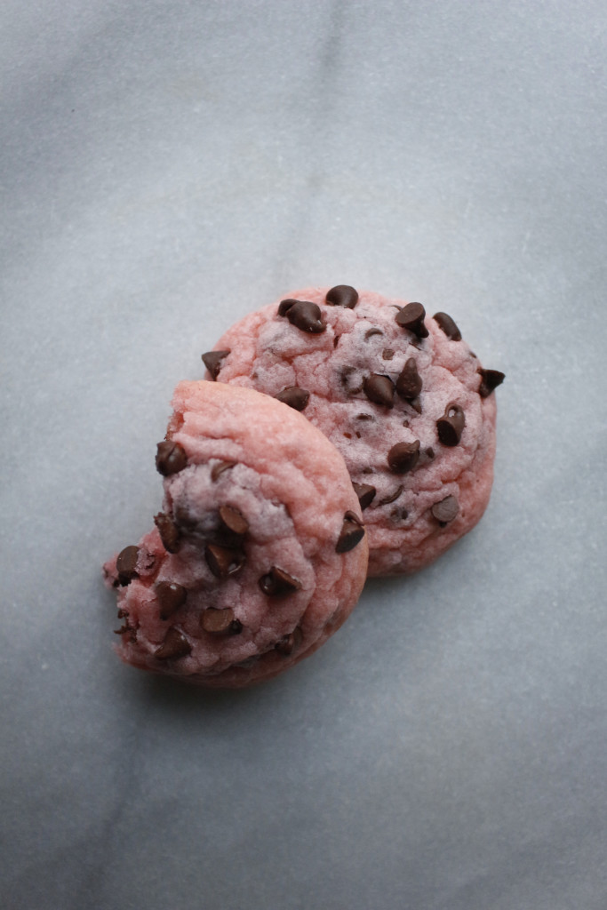 Soft and chewy Pink Velvet Chocolate Chip cookies. Perfect for you're Valentines Day or princess party.