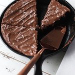 Salted Cast Iron Brownie, as easy as one bowl, one measure cup and spoon.