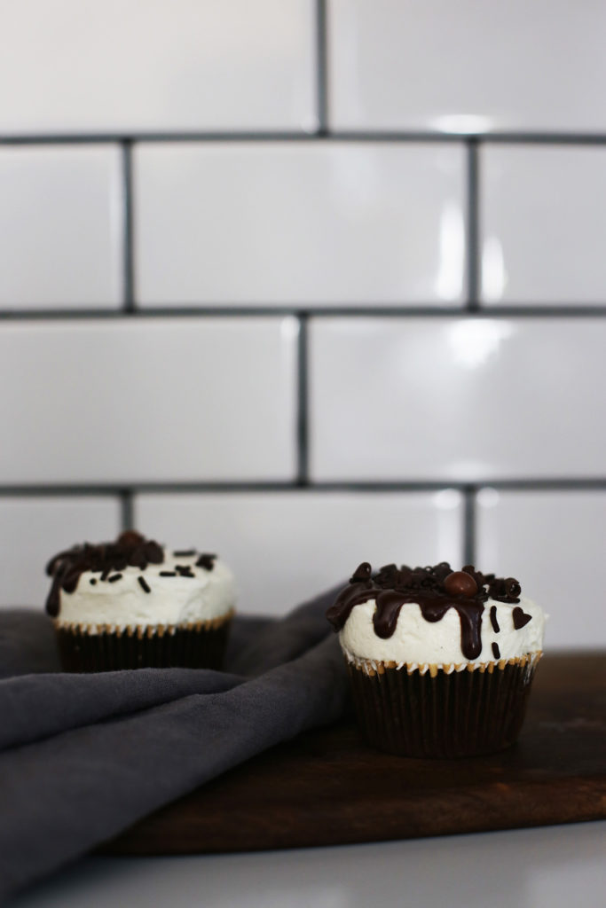 Chocolate cupcakes with ermine vanilla bean frosting