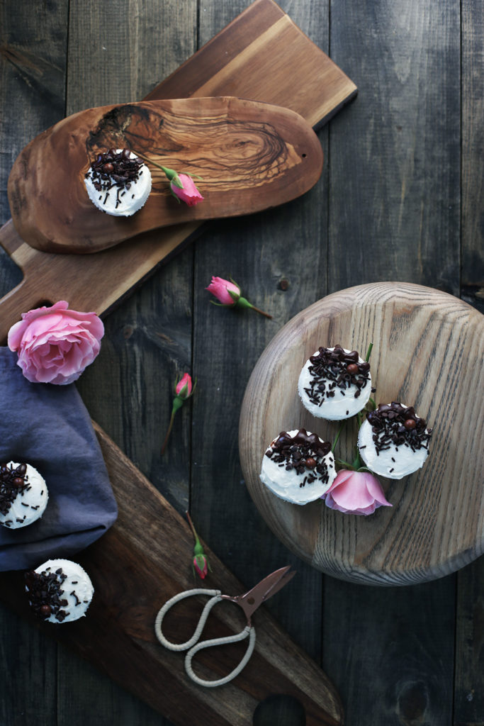 Chocolate cupcakes with ermine vanilla bean frosting