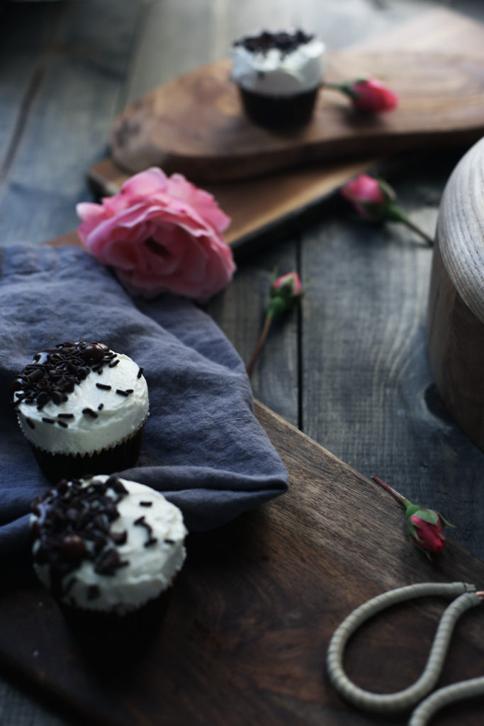 Chocolate cupcakes with ermine vanilla bean frosting