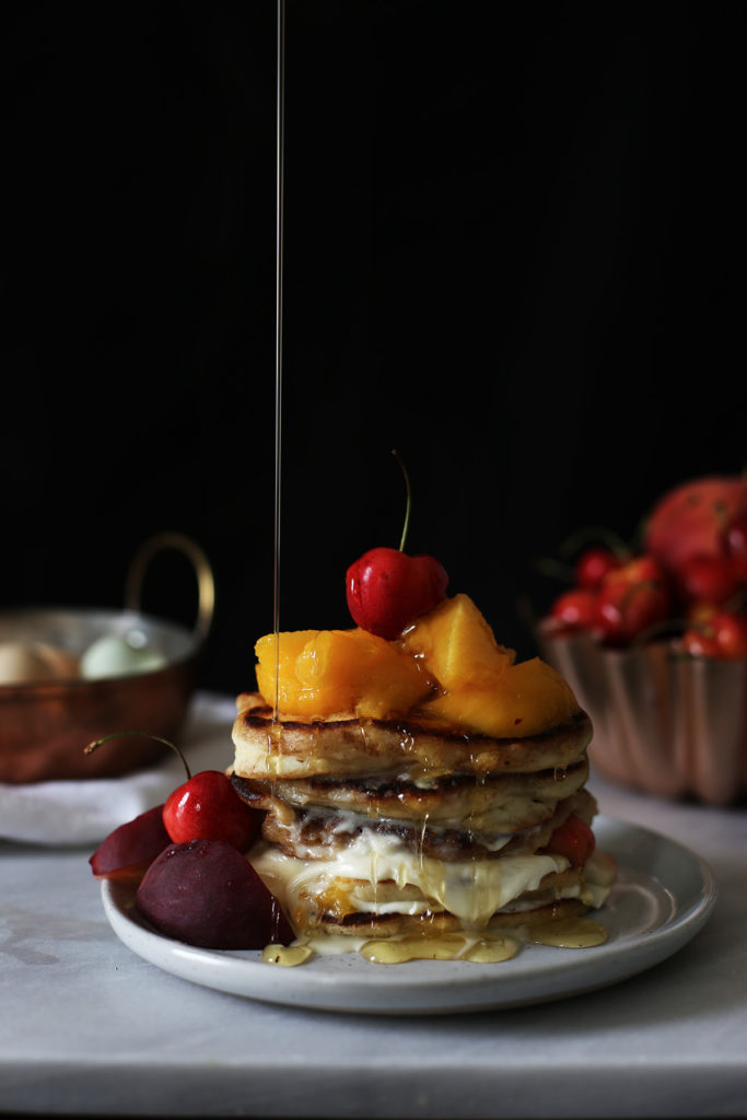 Peaches and Cream Buttermilk Pancakes