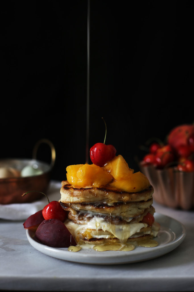 Peaches and Cream Buttermilk Pancakes