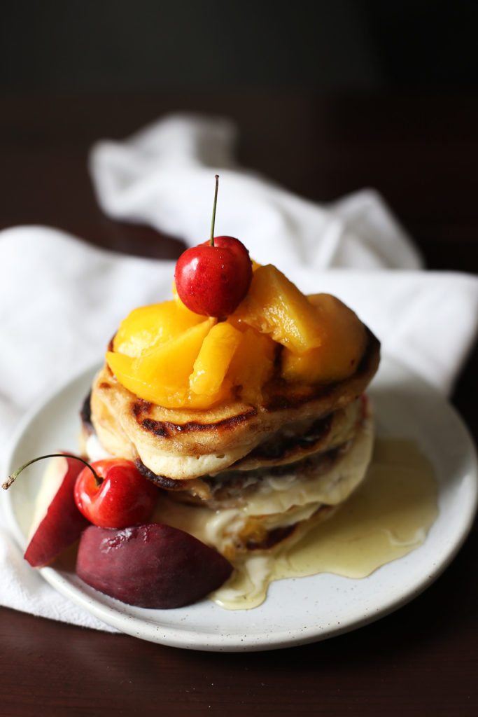 Peaches and Cream Buttermilk Pancakes