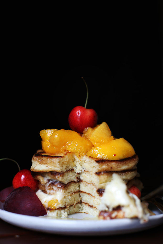 Peaches and Cream Buttermilk Pancakes