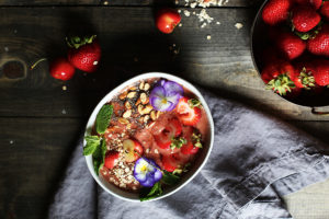 Strawberry Mint Smoothy Bowls