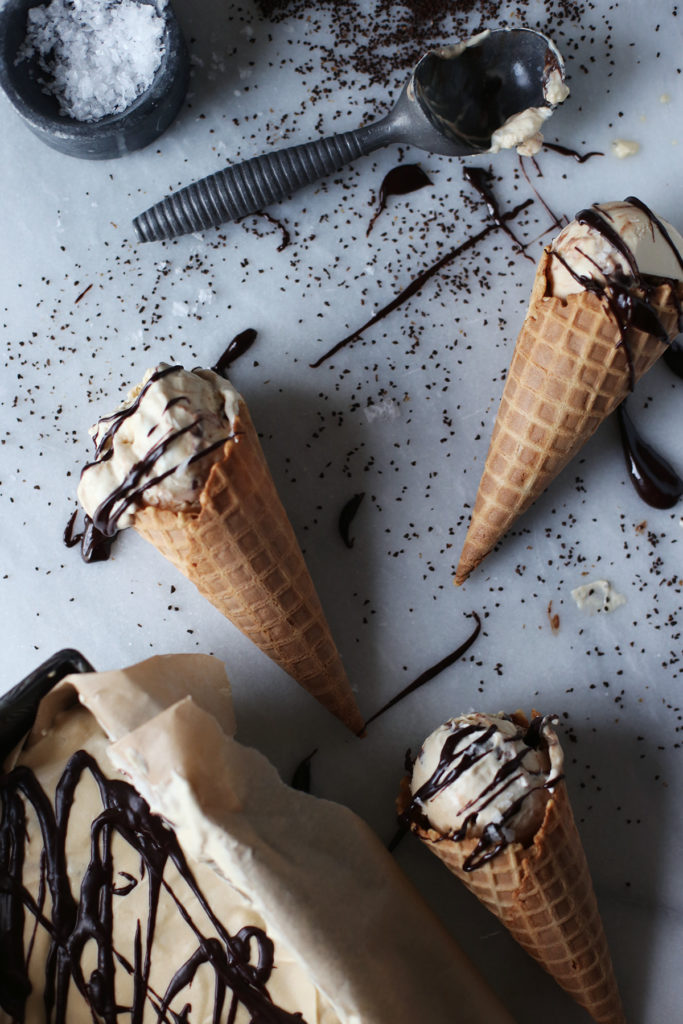 No Churn Espresso Ice-cream with Salted Chocolate