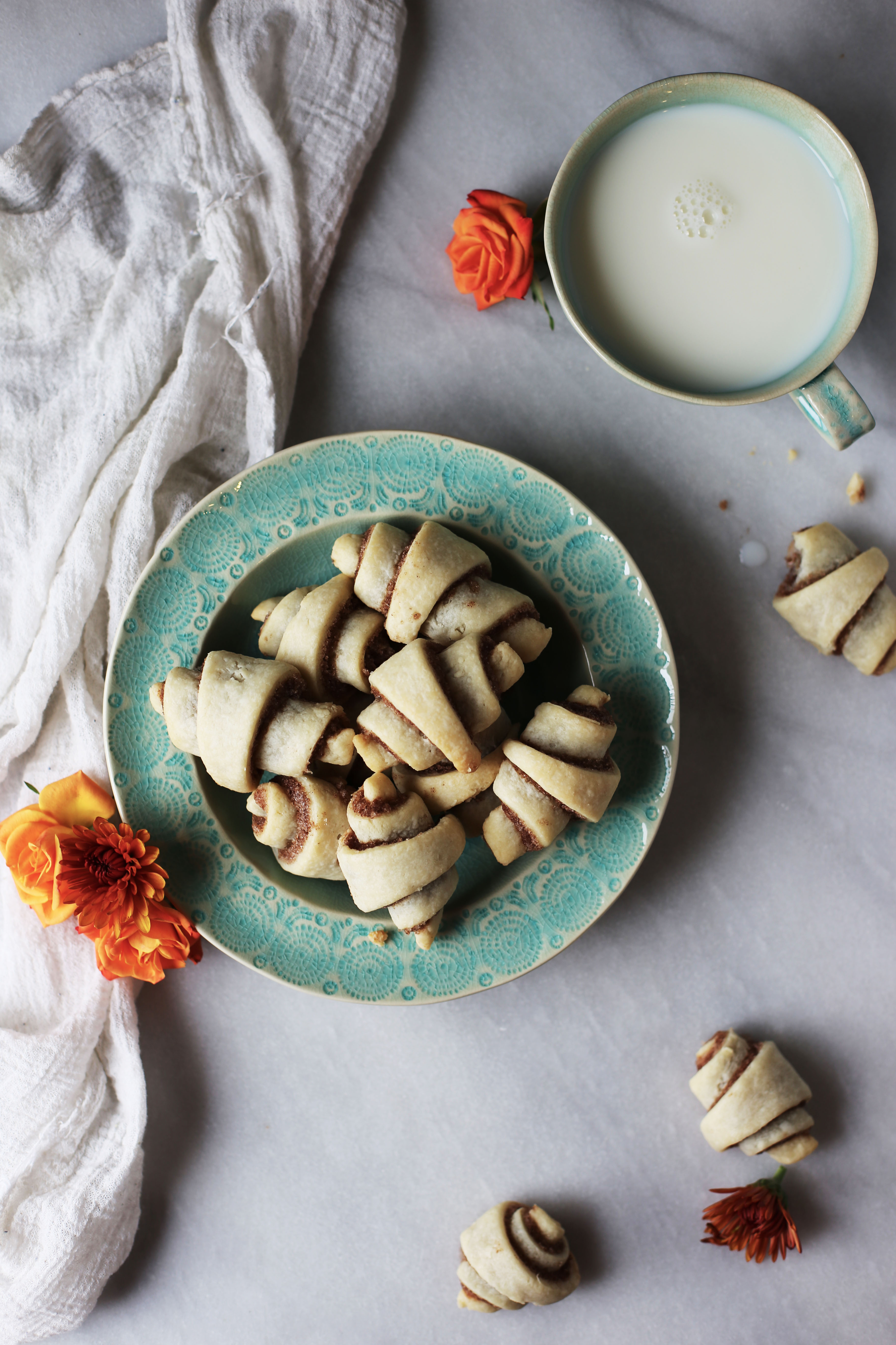 Flaky Cinnamon Roll Cookies made with cream cheese dough