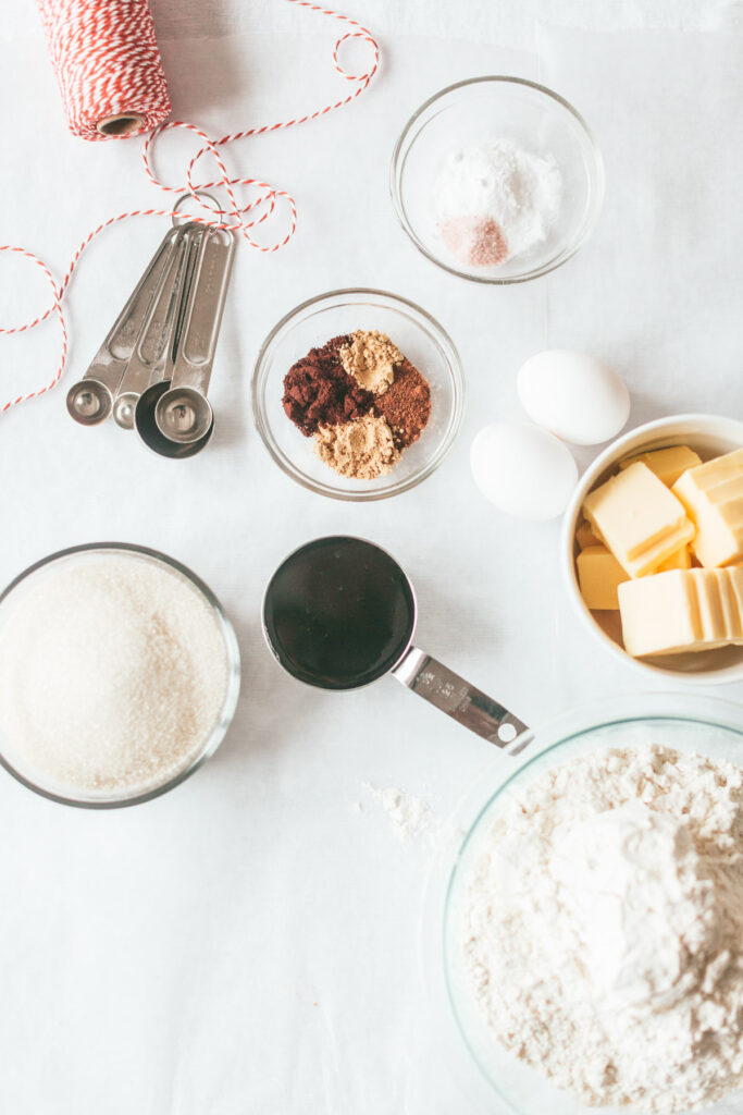 Ingredients in place for Chai-Sugared Molasses Cookies