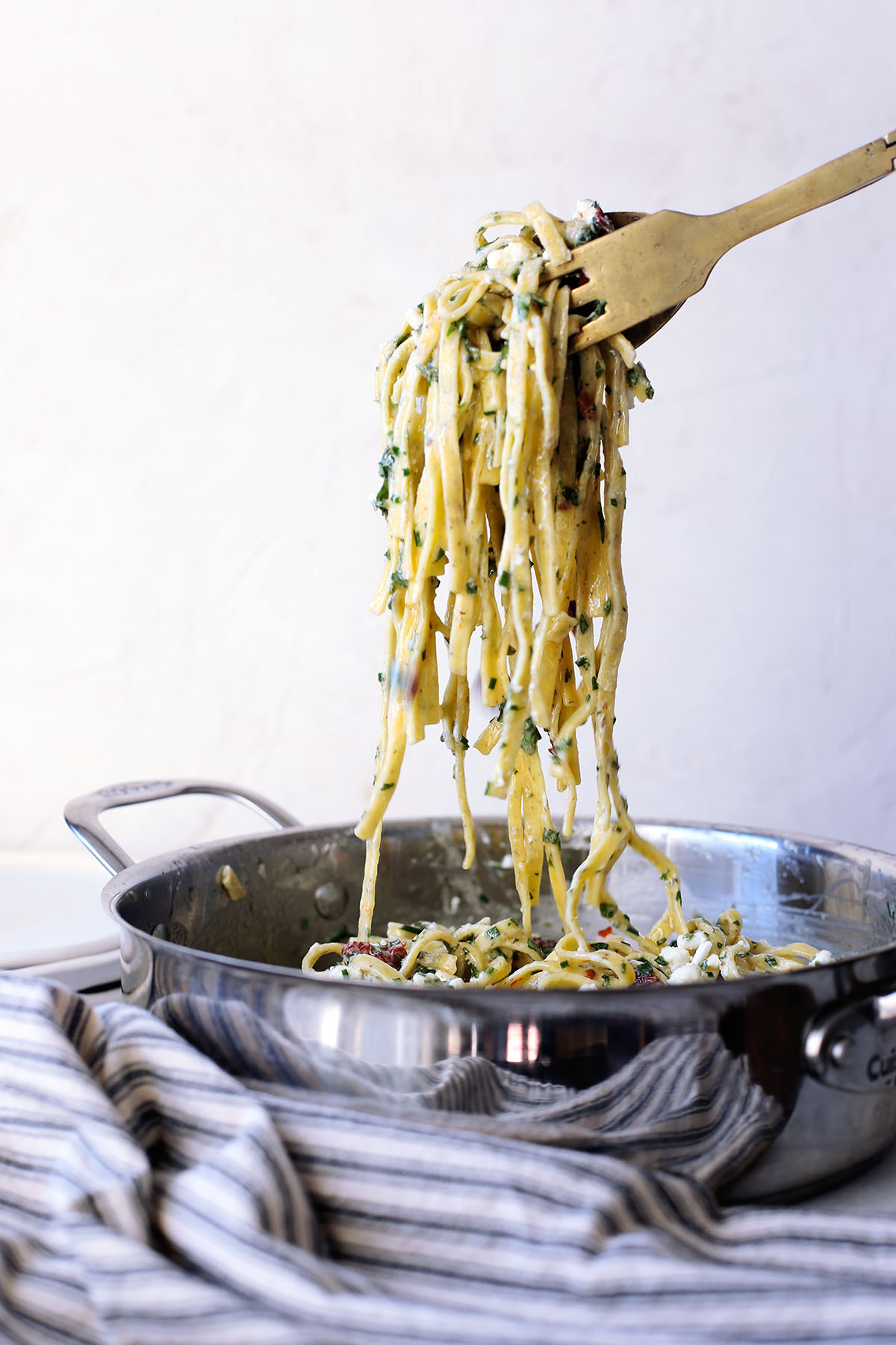 Sun Dried Tomato and Goat Cheese Pasta in a Butter Herb Sauce