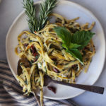 Sun Dried Tomato and Goat Cheese Pasta in a Butter Herb Sauce