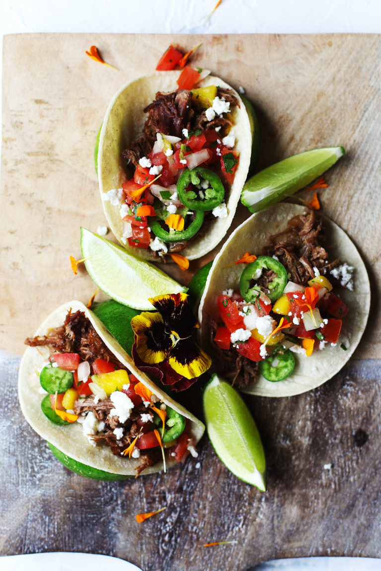 Barbacoa Street Tacos with Mango Pico De Gallo