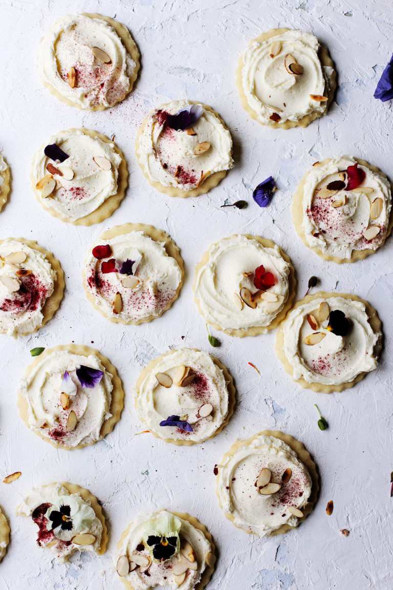 Almond Sugar Cookies with Sweetened Condensed Milk Frosting