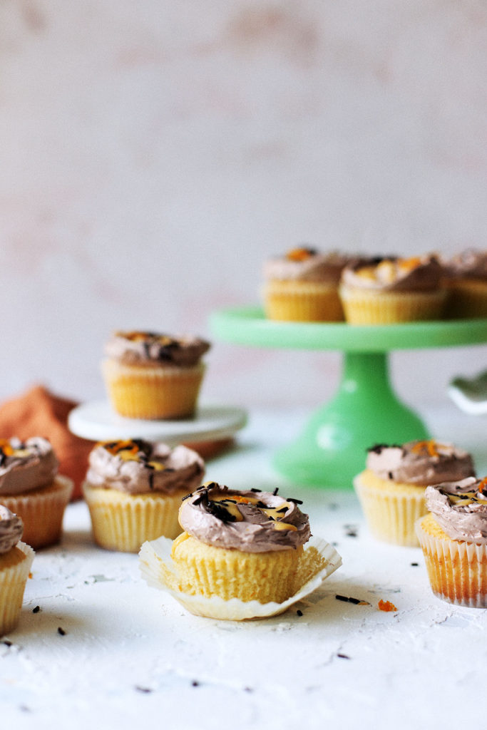 Orange Spice Cupcakes with Chocolate Italian Meringue Buttercream and Orange Curd