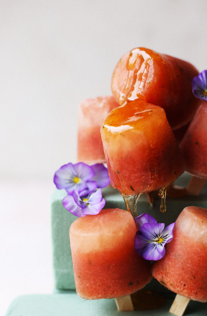 Watermelon Basil Granita Popsicles