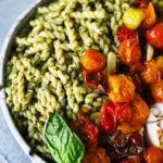 Pesto Pasta with Lemon Garlic Chicken and Cherry Tomato Confit