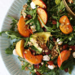 Arugula Peach and Crispy Bacon Salad with Maple Granola