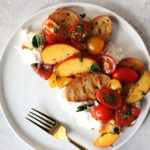 Peach Caprese Crostini Salad with Burotta