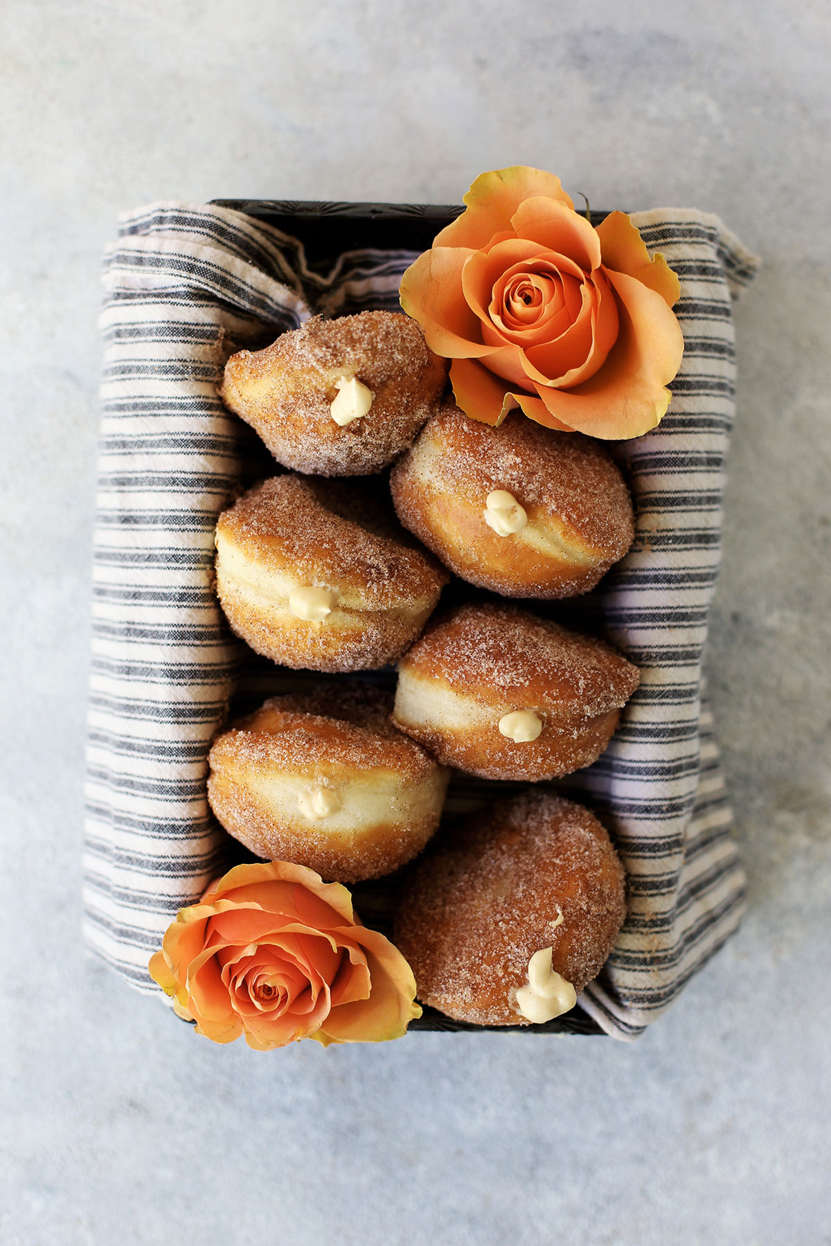 Salted Caramel Cream Cheese Filled Cinnamon and Sugar Donuts