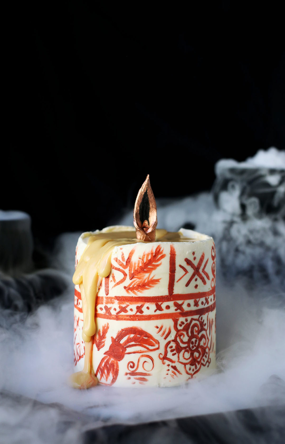 Chocolate and Pumpkin Black Flame Candle Cake