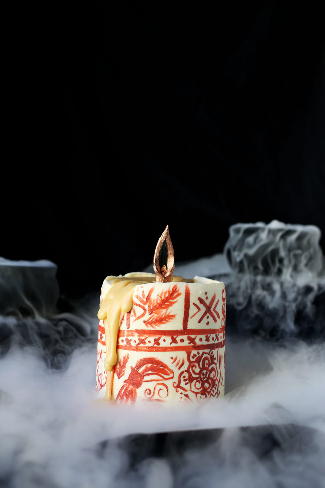 Chocolate and Pumpkin Black Flame Candle Cake