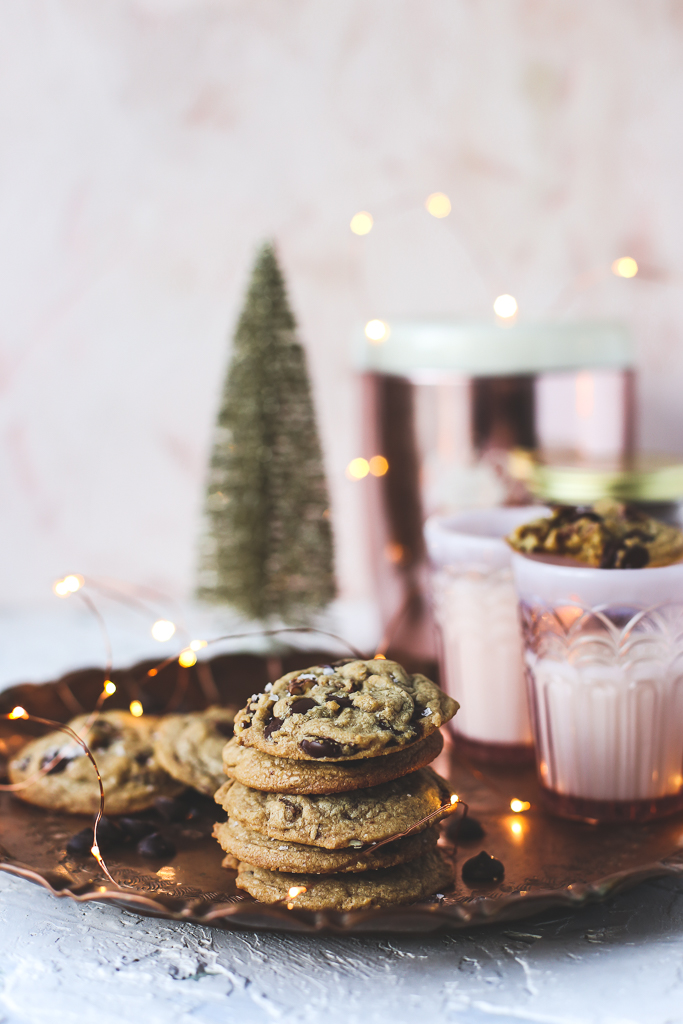 Browned Butter Candied Pecan Dark Chocolate Chip Cookies