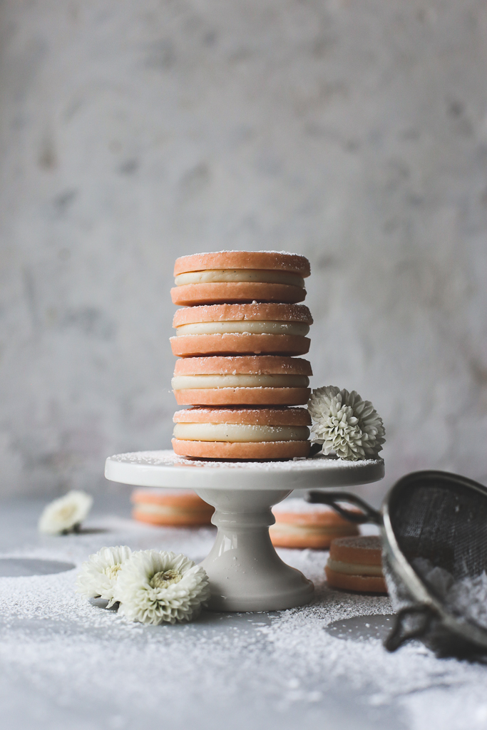 Peppermint Shortbread Cream Cheese Cookie Sandwiches