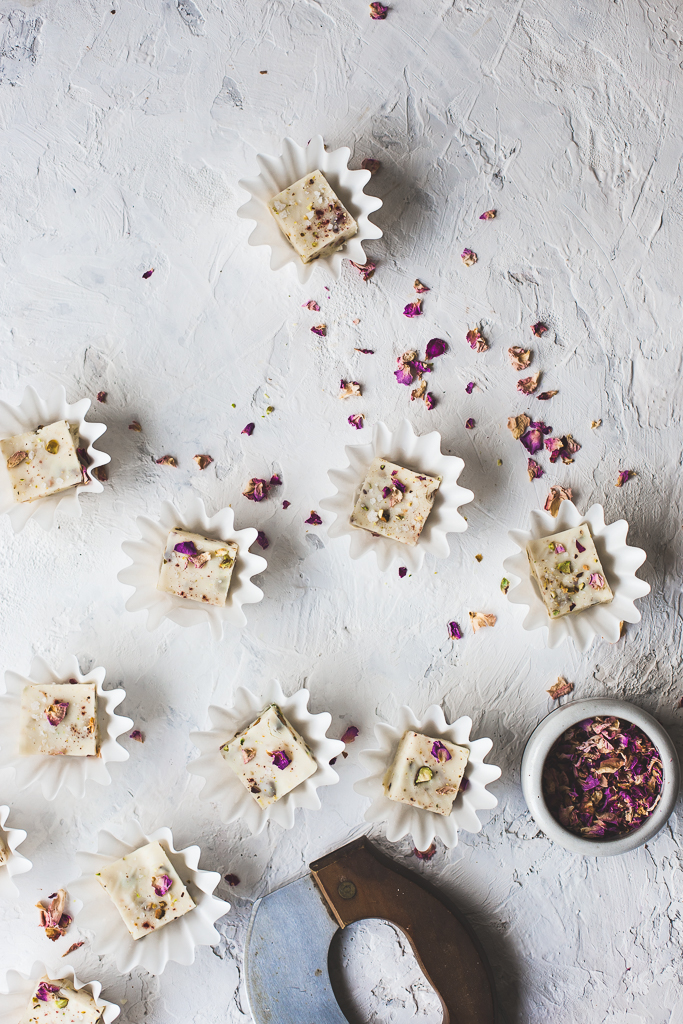 Pistachio Rose White Chocolate Fudge