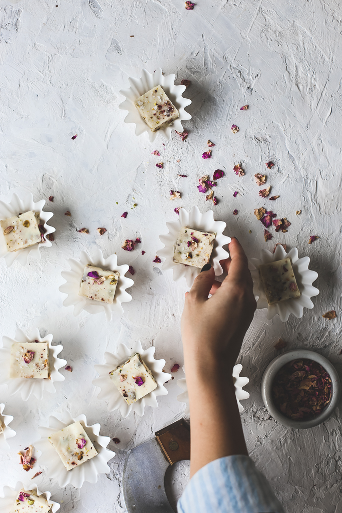 Pistachio Rose White Chocolate Fudge