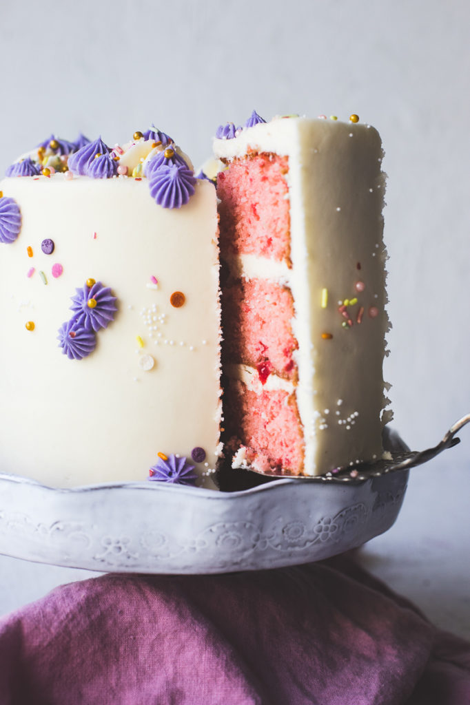 Cherry Chip Cake with American Buttercream