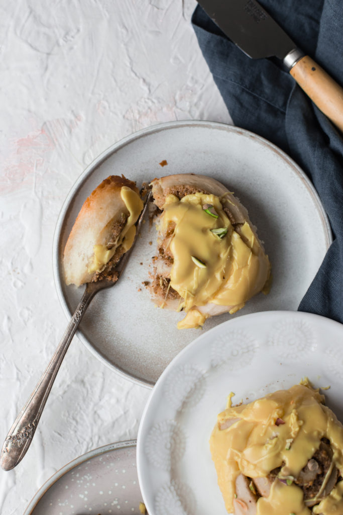 Pistachio Sweet Rolls with Saffron Orange Blossom Glaze