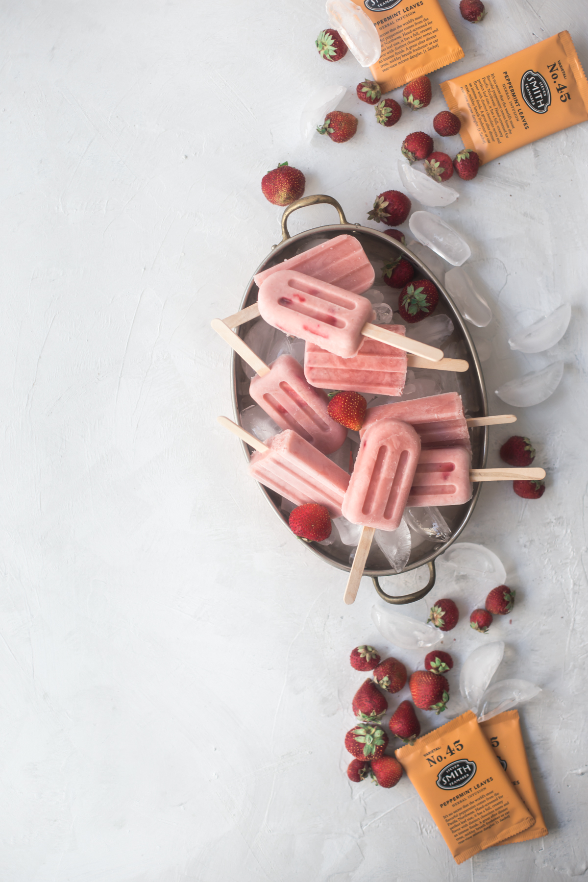 Strawberry & Peppermint Tea Creamsicles