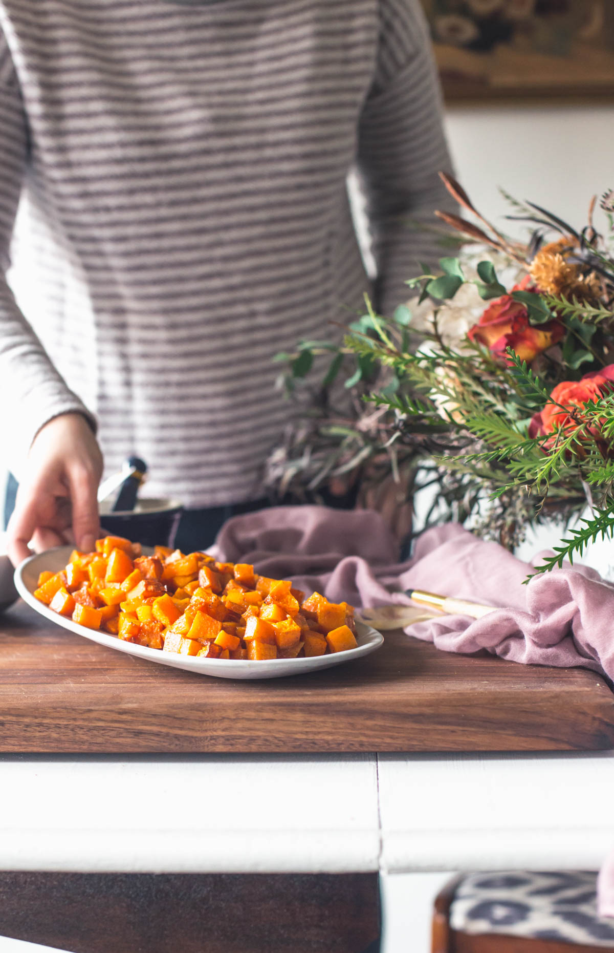 Browned Butter Sage Bread Crumbs on Roasted Butternut Squash