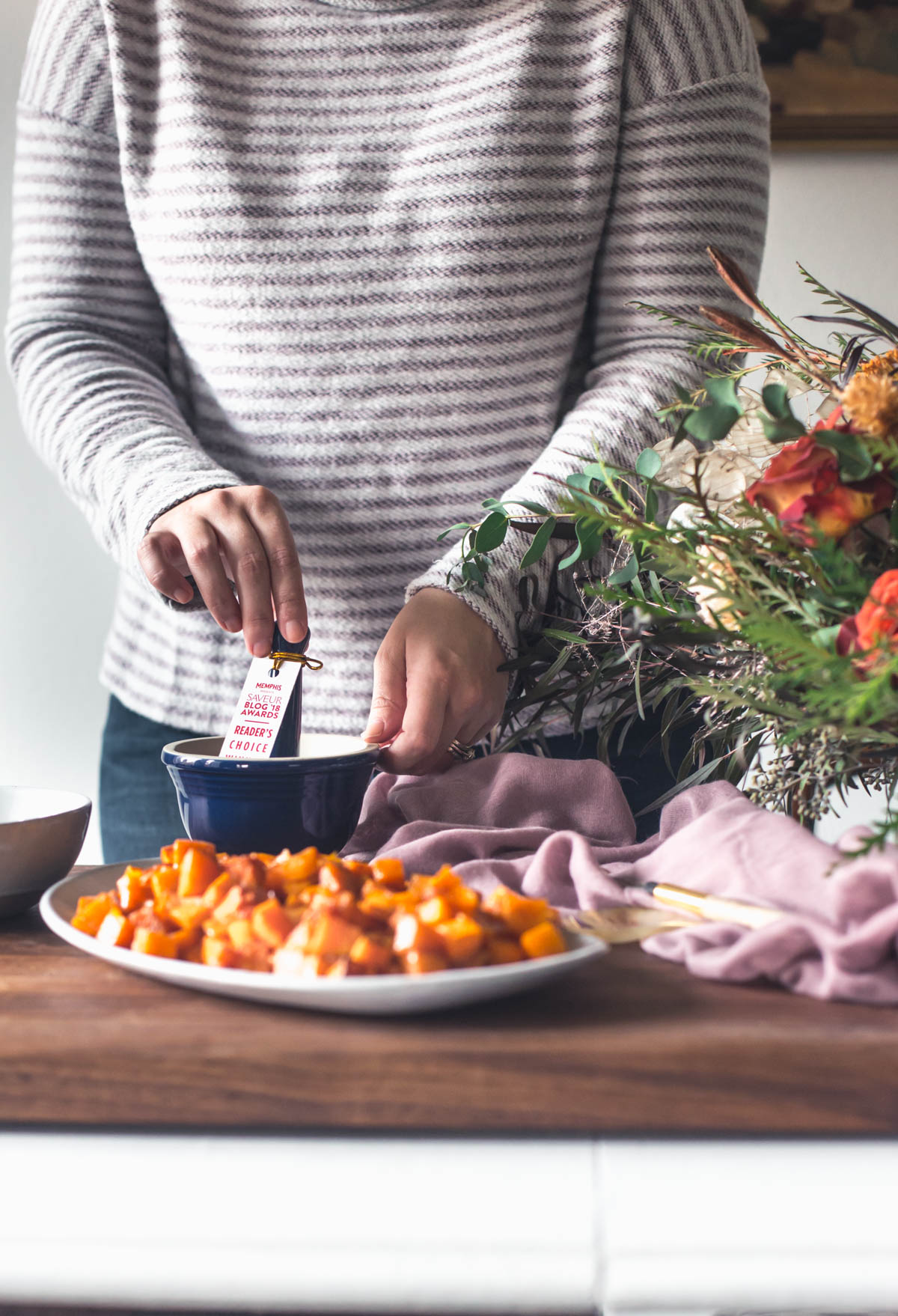 Browned Butter Sage Bread Crumbs on Roasted Butternut Squash