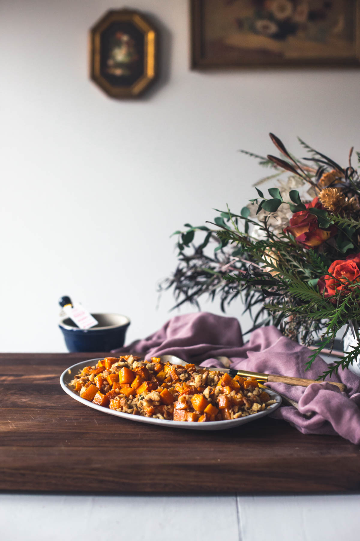 Browned Butter Sage Bread Crumbs on Roasted Butternut Squash