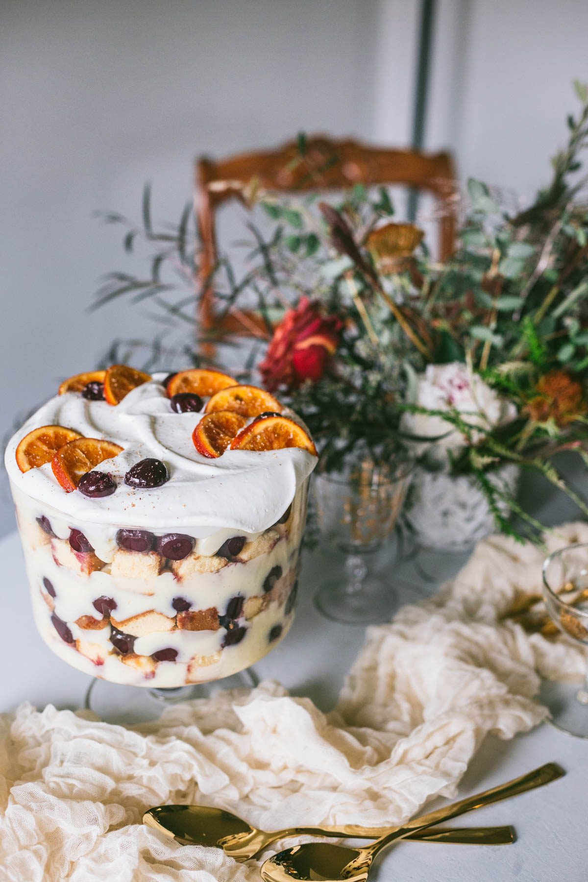 Dark Sweet Cherry and Chai Tea Trifle