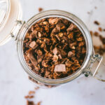 Chocolate hazelnut granola in a mason jar