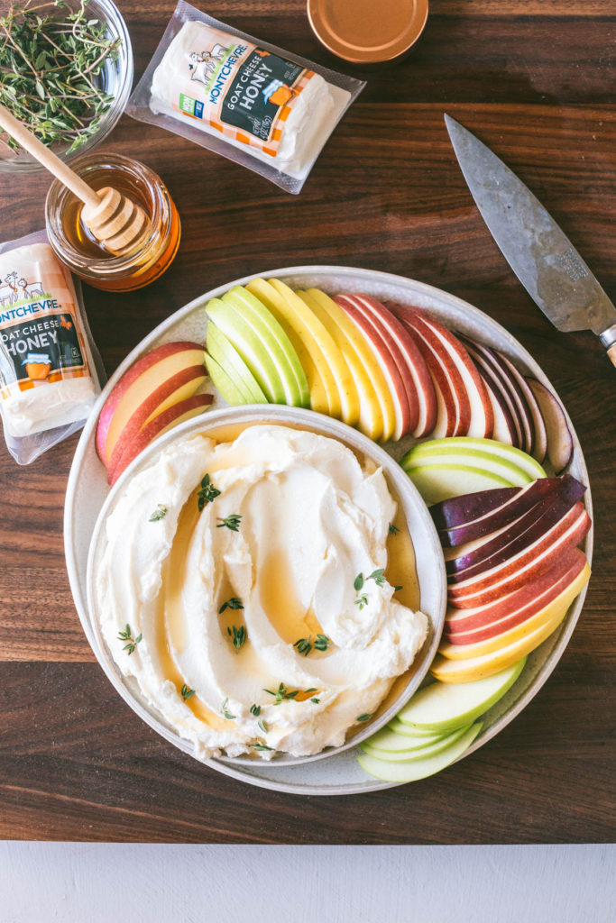 Honey Whipped Goat Cheese with Apple Slices