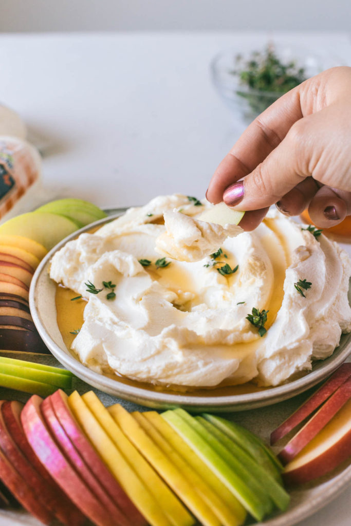 Honey Whipped Goat Cheese with Apple Slices