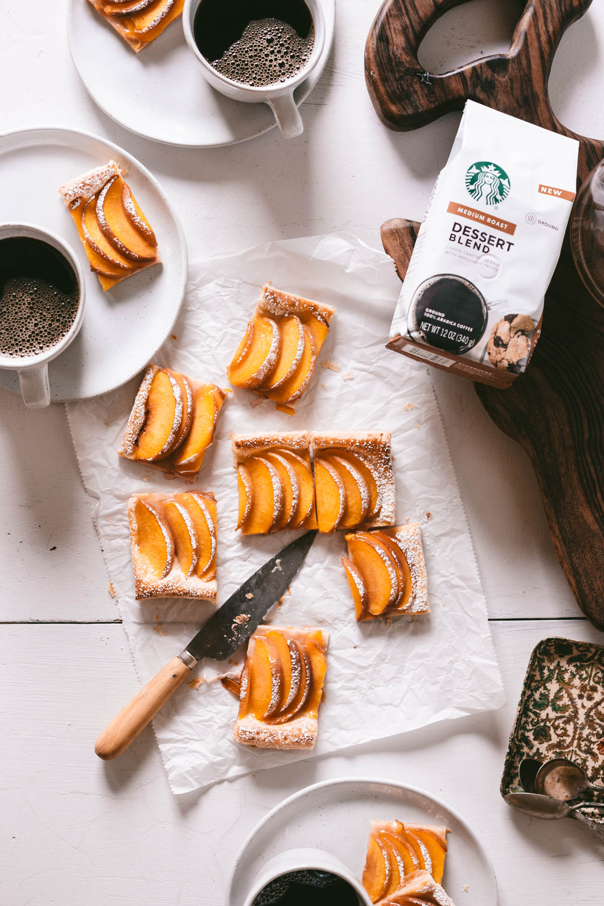 Cardamom Honey Peach Tarte with New Starbucks Dessert Blend Coffee