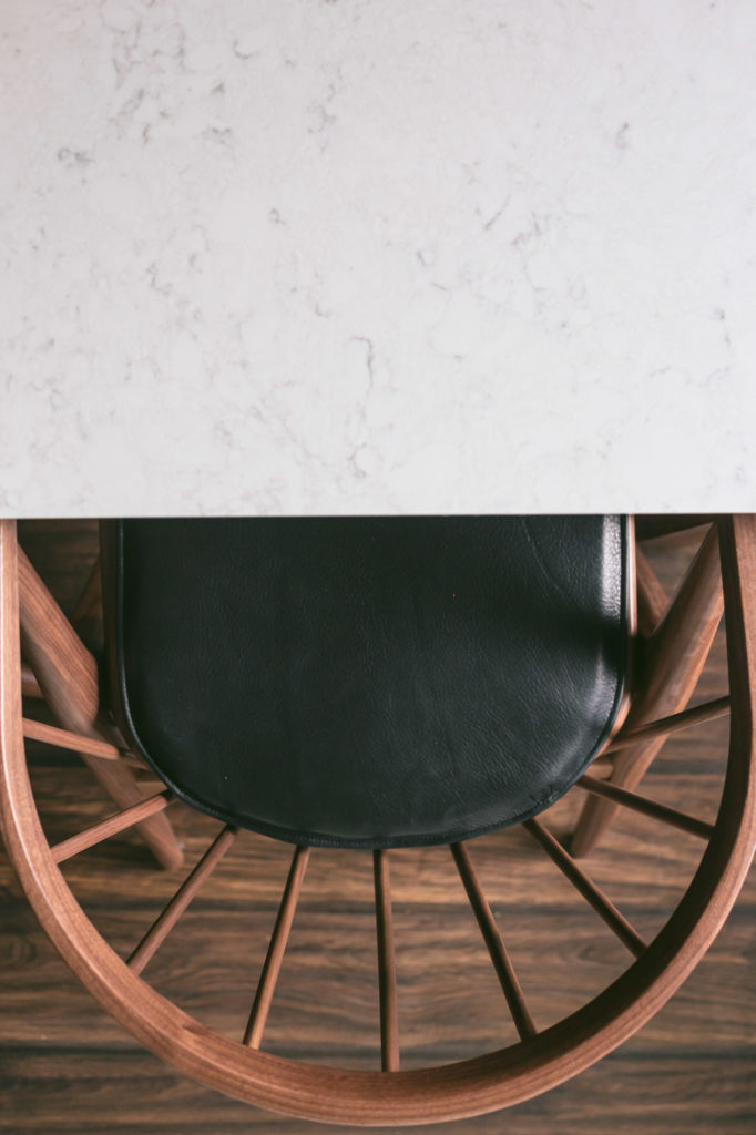 Overhead image of the chair tucked into the table.