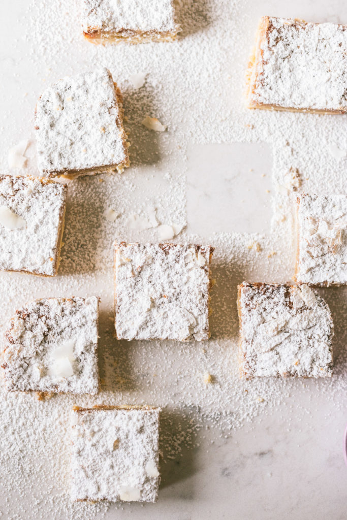 cut Maple Coconut Gooey Bars