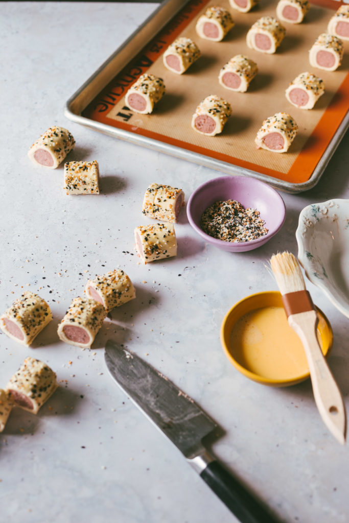 angled image of pre-baked polish bites.