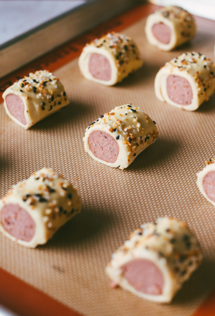 angled image of pre-baked polish bites.